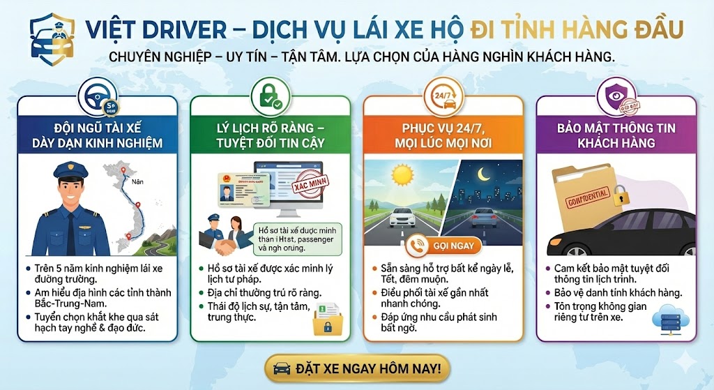 Vì sao nên chọn Việt Driver – Dịch vụ lái xe hộ đi tỉnh hàng đầu? Vì sao nên chọn Việt Driver – Dịch vụ lái xe hộ đi tỉnh hàng đầu?