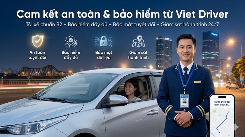 Viet Driver cam kết bảo hiểm và an toàn trước khi phục vụ khách hàng
