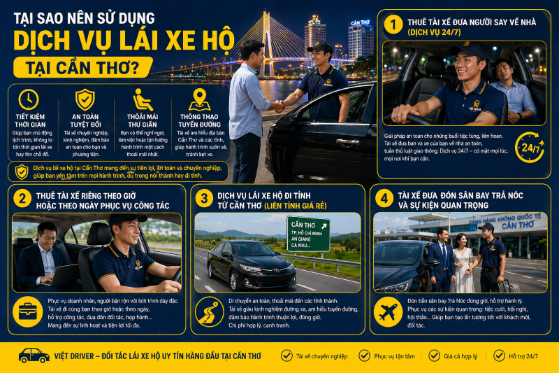 4 lợi ích thiết thực khi sử dụng dịch vụ lái xe hộ tại Cần Thơ