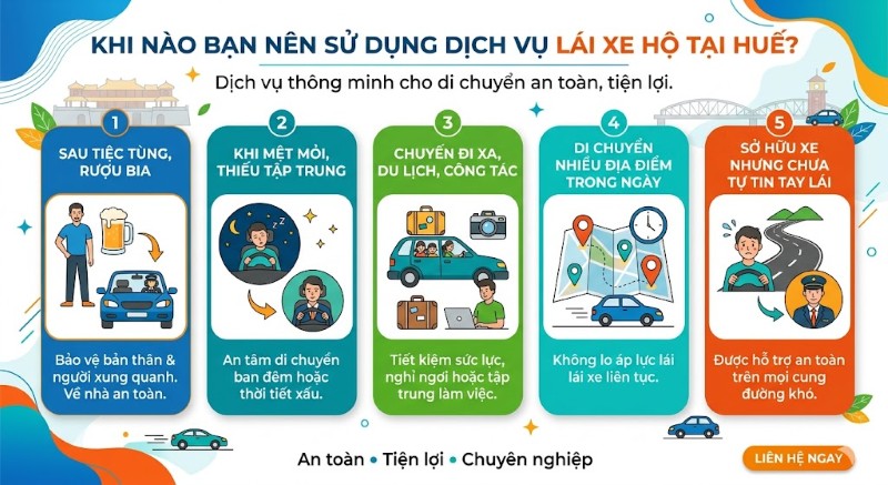 Một số trường hợp nên sử dụng dịch vụ lái xe hộ tại Huế
