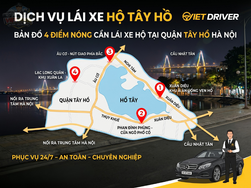 Bản đồ 4 điểm nóng cần lái xe hộ tại quận Tây Hồ Hà Nội Bản đồ 4 điểm nóng cần lái xe hộ tại quận Tây Hồ Hà Nội
