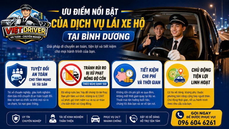 Những ưu điểm nổi bật của dịch vụ lái xe hộ Bình Dương từ Việt Driver