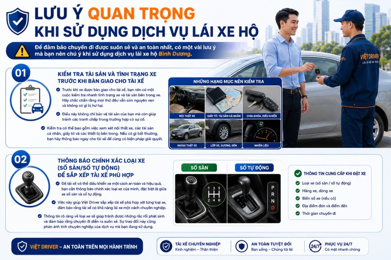 Một số lưu ý quan trọng khi sử dụng dịch vụ lái xe hộ