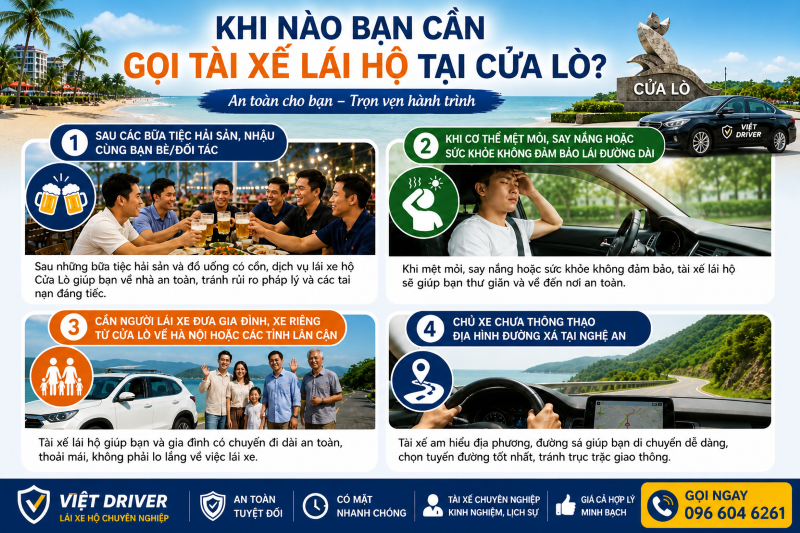 4 lý do khách hàng cần đến dịch vụ lái xe hộ của Việt Driver tại Cửa Lò