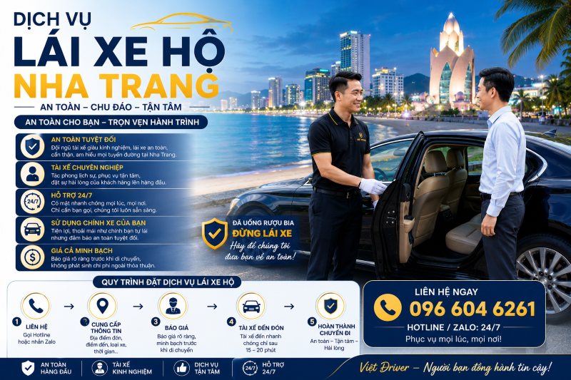 Dịch vụ lái xe hộ Nha Trang của Việt Driver