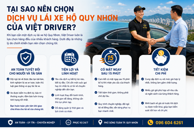 4 lợi ích khi lựa chọn dịch vụ lại xe hộ Quy Nhơn của Việt Driver