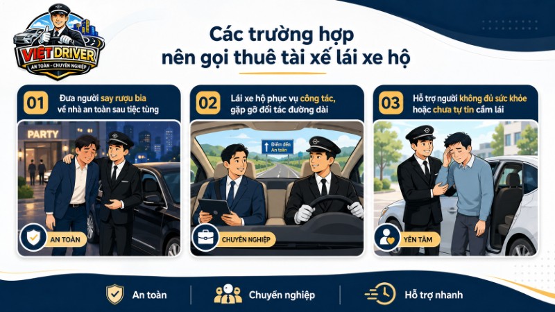 Các trường hợp nên gọi thuê tài xế lái xe hộ tại Viet Driver Các trường hợp nên gọi thuê tài xế lái xe hộ tại Viet Driver