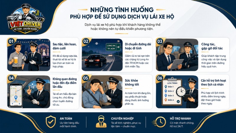 Những tình huống phù hợp để khách hàng sử dụng dịch vụ lái xe hộ tại Việt Driver Những tình huống phù hợp để khách hàng sử dụng dịch vụ lái xe hộ tại Việt Driver