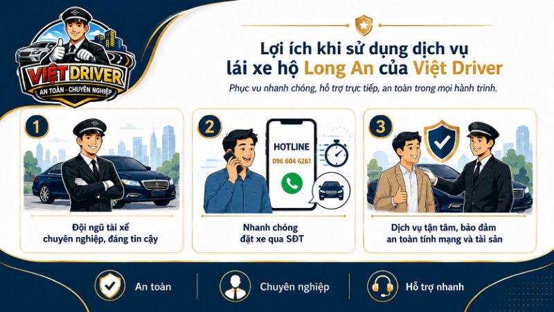 3 Lợi ích thiết thực khi sử dụng dịch vụ lái xe hộ Long An của Việt Driver 3 Lợi ích thiết thực khi sử dụng dịch vụ lái xe hộ Long An của Việt Driver
