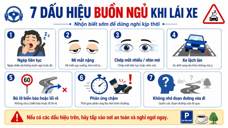 Các dấu hiệu buồn ngủ khi lái xe ban đêm cần dừng xe ngay Các dấu hiệu buồn ngủ khi lái xe ban đêm cần dừng xe ngay