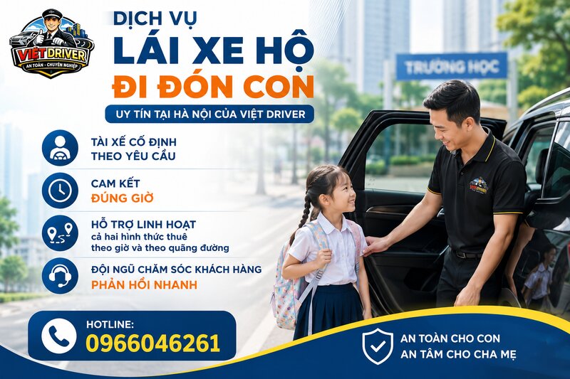 Dịch vụ lái xe hộ đi đón con uy tín tại Hà Nội của Việt Driver Dịch vụ lái xe hộ đi đón con uy tín tại Hà Nội của Việt Driver