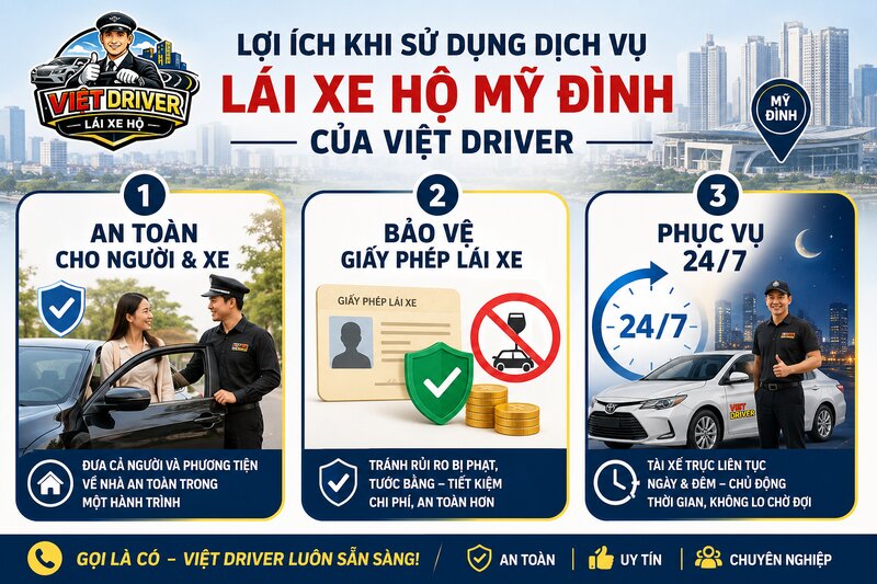 Lợi ích khi sử dụng dịch vụ lái xe hộ Mỹ Đình của Việt Driver Lợi ích khi sử dụng dịch vụ lái xe hộ Mỹ Đình của Việt Driver