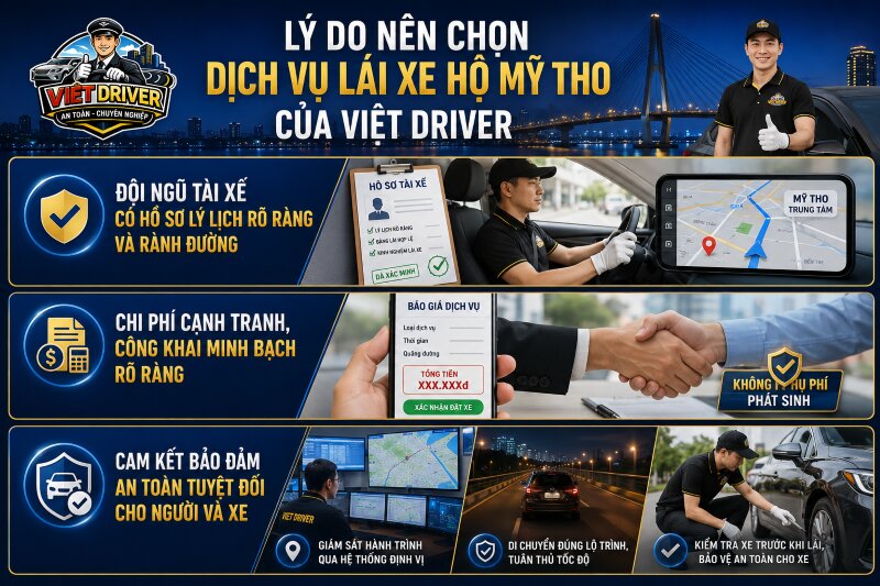Lý do nên chọn dịch vụ lái xe hộ Mỹ Tho của Việt Driver Lý do nên chọn dịch vụ lái xe hộ Mỹ Tho của Việt Driver