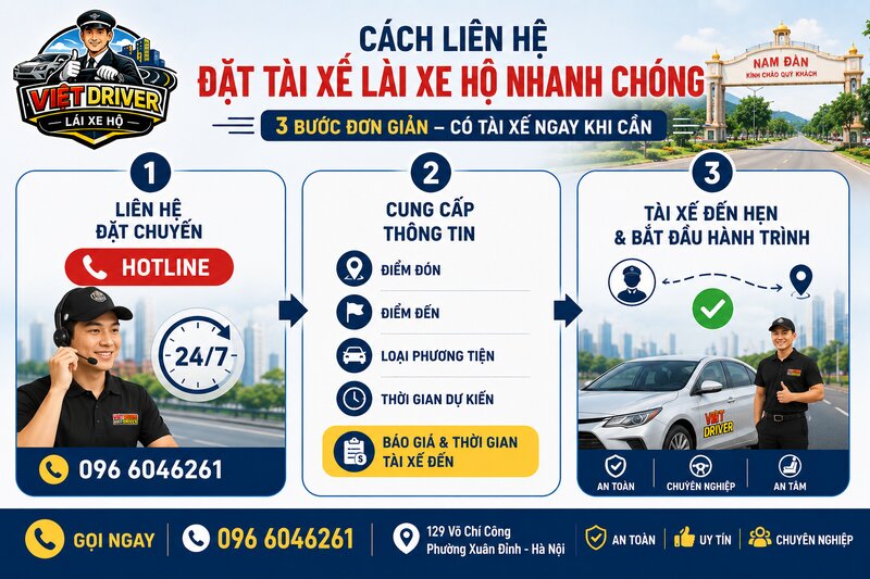 Hướng dẫn cách liên hệ đặt tài xế lái xe hộ nhanh chóng Hướng dẫn cách liên hệ đặt tài xế lái xe hộ nhanh chóng