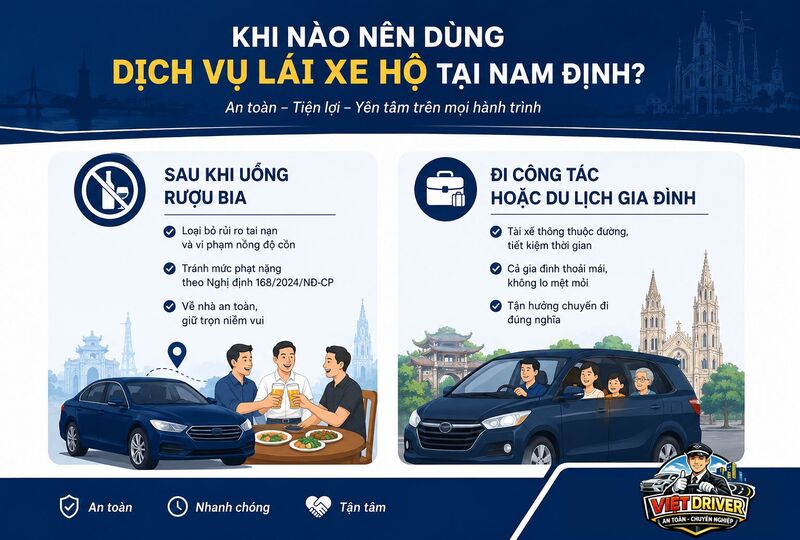 Các trường hợp nên sử dụng dịch vụ lái xe hộ tại Nam Định Các trường hợp nên sử dụng dịch vụ lái xe hộ tại Nam Định