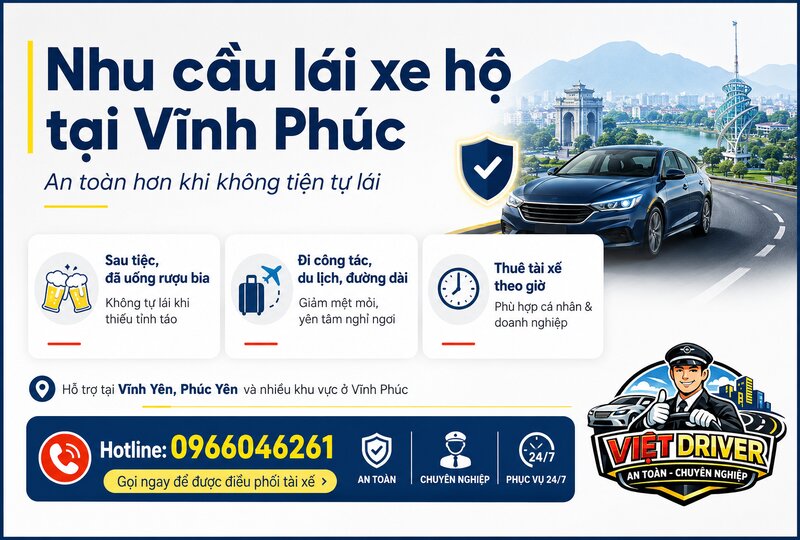 Nhu cầu sử dụng dịch vụ lái xe hộ tại Vĩnh Phúc Nhu cầu sử dụng dịch vụ lái xe hộ tại Vĩnh Phúc