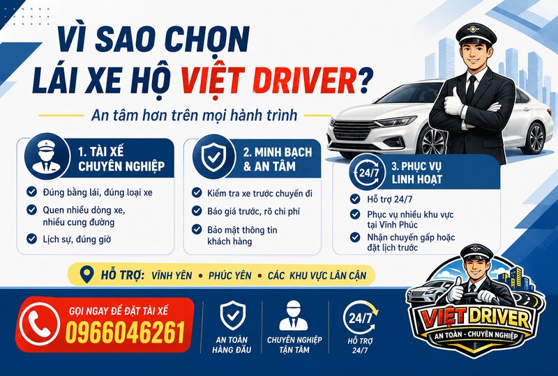 Lý do nên chọn dịch vụ lái xe hộ của Việt Driver Lý do nên chọn dịch vụ lái xe hộ của Việt Driver