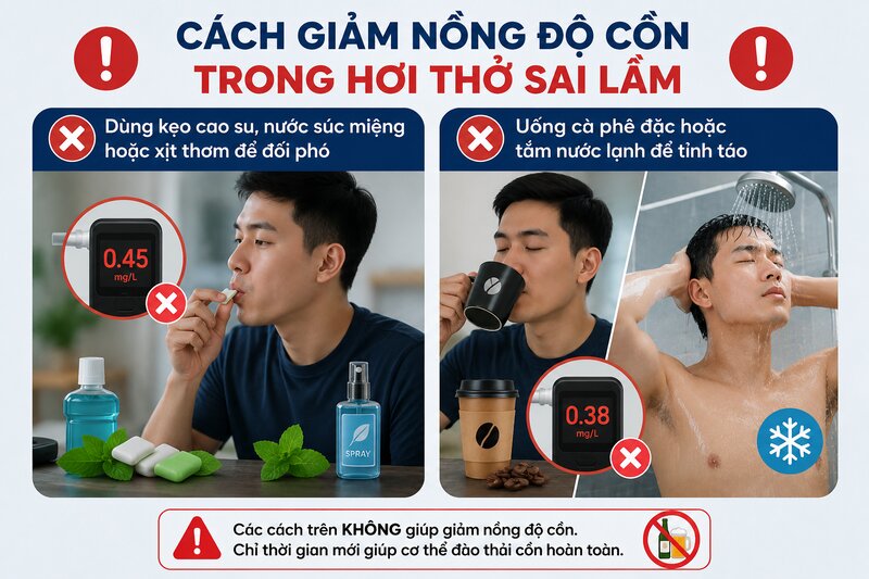 Những sai lầm phổ biến khi tìm cách giảm nồng độ cồn trong hơi thở Những sai lầm phổ biến khi tìm cách giảm nồng độ cồn trong hơi thở