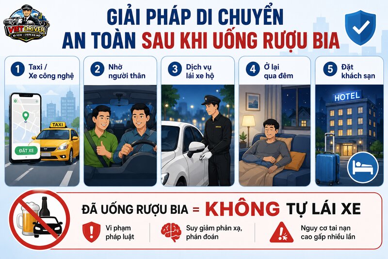 Giải pháp di chuyển an toàn nhất khi đã sử dụng rượu bia Giải pháp di chuyển an toàn nhất khi đã sử dụng rượu bia